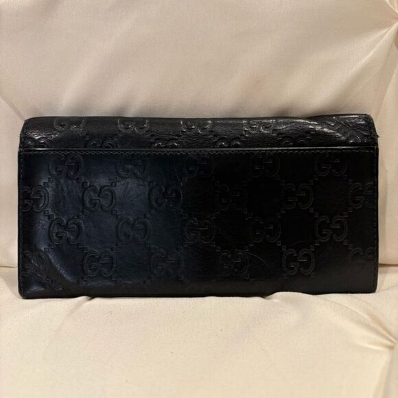 Vintage Gucci Guccissima GG Logo Plate Leather Long Wallet Made Italy Zip Issue - Picture 7 of 13